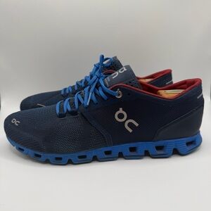 On Cloud X Men’s Road Running Shoes Size 10 Midnight Cobalt Blue Lace Up